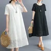 Party Dresses Holiday Summer Fashion Elegant Solid Chic Lace Short Sleeve Brief Dress Women Casual Midi Vintage Loose Ladies Clothing