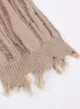 Pull femme tricoté tricoté évider pull décontracté O cou Vintage Streewear trous hauts courts chemisier été 230729