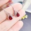 Dangle Earrings Natural Real Red Garnet Leaf Style Drop Earring 925 Sterling Silver 0.7ct 2pcs Gemstone Fine Jewelry T23626