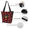 Shopping Bags Stand Out Red Lipstick Lips Groceries Printing Canvas Shopper Shoulder Tote Big Capacity Washable Handbag