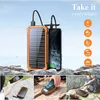 Mobiltelefon Power Banks Solar Power Bank 30000MAH Tre försvar Portable Charger PowerBank Externt batteri Fast Charging för iPhone Xiaomi Poverbank L230728