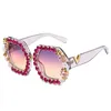 Sunglasses Brand Designer Steampunk Pink Goggle Shade Diamond Sun Glasses Trendy 2023 Square Fashion Sunshades For Ladies 230729