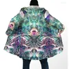 Men's Trench Coats 3D Printing Winter Hooded Cape Unisex Warm Harajuku Casual Fur Inner Tank