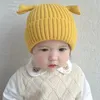 Winter Warme Baby Gebreide Mutsen Voor Jongens Meisjes Kids Muts Effen Kleur Oren Baby Peuter Cap Zachte Motorkap Hoed