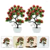 Decorative Flowers 2 Pcs Accessories Plastic Planters Decor For Office Potted Foam Simulated Fruit Tree