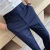 Abiti da uomo Pantaloni da abito Vita alta Design alla moda Elastico Casual Ufficio Affari sociali Abiti da strada sottili