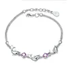 Bracelets de charme Dolphin mignon pour femmes Bright Zirconia Bracelet à deux couches accessoires