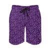 Shorts masculinos de leopardo roxo de qualidade homens praia calça estampa de animais Trenky Swimming Turnks Plus Size