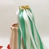 Bannerflaggor 50/20st Colorful Stain Ribbon Wedding Stick Mixed Color Wedding Wands With Gold Bells For Wedding Decoration 230729