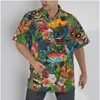 Heren Casual Shirts Hawaiian Shirt Grappige Print Hamburgers Patroon Cool Strand Korte mouw Zomer Button Up Patchwork Tops 3D