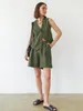 Women's Tracksuits Jyate Street Style Green Shorts Suits Cotton Linen Two Pieces Vest Top Casual 2 Pcs Sets 2023 Office Ladies Outfit
