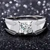 Полоса звонит Big Men's Four Claw Ring High D Colorplatinum Обручаемое обручальное кольцо 1