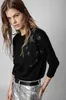Zadig Voltaire designer pulls tricotés étoile amour forage chaud noir 100 pull en cachemire femmes pull hauts surdimensionnés