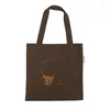 イブニングバッグは刺繍の女性キャンバス肩の綿の布布のハンドバッグジッパー財布の本の袋バッグかわいいトートを女の子のために