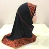 Этническая одежда Дети Хиджаб для мусульманской девочки ребенок Ислам детей Мгновенный капот цветочный хиджааб Кэпки Исламский шарф головного платка2825