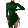 Casual Dresses Women Elegant Mesh Patchwork Dress Spring Turtleneck BodyCon Evening Party Autumn Long Sleeve Vestidos