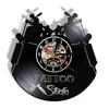 Wall Clocks Tattoo Studio Logo Business Sign Vintage Record Clock Salon Inauguration Hanging Silent Watch Tattooist Gift