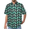 Men's Casual Shirts Black And White Geo Print Beach Shirt Geomatric Patchwork Hawaii Men Trending Blouses Short Sleeve Top Plus Size