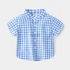 Kids Shirts Plaid Mode Jongens Shirts Stand Kraag Peuter Zomer Outfits Kinderen Tops Kinderkleding x0728