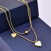 Pendentif Colliers En Acier Inoxydable 316L Mode Fine Jewelry 2 Couche Coquille Naturelle Amour Coeur Charmes Chaîne Ras Du Cou Pendentifs Pour Les Femmes