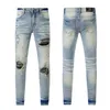 Jeans aderenti al ginocchio con toppe Euro USA Cotone elasticizzato strappato Taglie forti 38