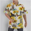 Heren Casual Shirts Hawaiian Shirt Grappige Print Hamburgers Patroon Cool Strand Korte mouw Zomer Button Up Patchwork Tops 3D