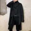 Trench Coats Masculino Moda Coreana Manga Comprida Cachecol Gola Ponchos Manto Sólido Vintage Irregular Outwear Jaquetas Homens Streetwear