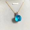 Pendant Necklaces Classic Necklace Water Droplet Inlay Blue Zircon Topaz For Women Fashion Jewelry Gift