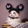 Cat Carriers Costume di Halloween Fascia Glow In The Dark Eyes LED Divertente Horror Pet Cappello dagli occhi grandi Copricapo elastico per