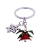 Keychains nyckelkedja ring jul Santa Snowflake Pendant Keyring Keychain Xmas presenter