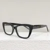 Kvinnors designer solglasögon katt-öga SLM117 Black Acetate Cat-Eye Frame White Clear Lenses Casual Brand Solglasögon Lunette de Soleil Designer