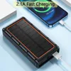 Solar Power Bank 30000MAH 10W QI bezprzewodowa ładowarka do iPhone'a 14 13 Samsung Xiaomi Portable Powerbank z latarką LED głośnikową