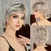 Wig Caps Synthetic wig short hair high simulated scalp with bangs white gold and blonde hair wigs various styles suitable for women 230729