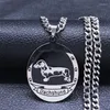 Pendant Necklaces Dachshund Stainless Steel Dog Necklace Women/Men Black Enamel Silver Color Jewelry Gargantilla N3271S06