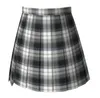 Skirts Tartan Print Y2K Cute Girl Mini Skirt Chic High Waist Solid Pleated Skirt High Waist A-line Tennis Women Summer Streetwear