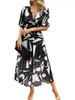 Casual Dresses Women Off Shoulder Ruffle Midi Dress Floral Print V Neck Smocked Midje Summer Beach Party Plus Size Swing