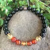 Strand WMB31674 Agate noire Onyx cornaline pierres de guérison poignet Mala méditation spirituelle Bracelet de Yoga pour hommes et femmes