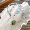 Choker ALLME 2023 Summmer Multicolor Glass Resin Beads Strand Coconut Palm Leaves Star Shell Women Beach Jewelry