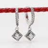 Earrings Women Transparent Square Crystal Silver Dangle earrings Bridal white Gold earrings Jhumka Shiny Girl Jewelry Anti Oxidised Earring