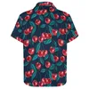 Camicie casual da uomo Camicia di frutta dolce Foglie di ciliegie Stampa Vacanze Sciolte Hawaii Camicette Harajuku Top oversize con grafica a maniche corte