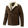 Men's Jackets Corduroy Jacket Men Winter Thick Fleece Coats Warm Fashion Casual Solid Color Male Coat Black Beige