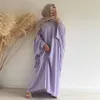 Ropa étnica Eid musulmán Dubai Abaya mujeres largo Khimar una pieza Batwing Nida oración Hijab vestido Jilbab Kaftan túnica islámica Dres2886