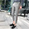 Garnitury męskie boczne spodnie designu Wysokiej jakości biuro biznesu społeczna moda moda koreańska w szczupła dopasowanie