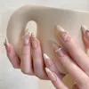 Faux ongles blanc papillon français faux presse sur de longs strass de perle d'amande Y2k avec des pétales Design couverture complète ongles conseils