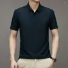 Męskie koszulki Browon Summer Tshirts for Men Tops 2023 Solidny kolor Jacquard splot Smart Casual Fit Shirt Homme