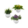 Dekorativa blommor Simulerade Potted Desktop Mini Gift Broccoli Spring Plast Pot Artificial Flower Plant Bonsai