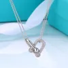 Women designer necklace luxury jewelry stainless steel valentine silver chain Interlocking diamond pendant collarbone necklaces designers girlfriend gift 1620