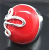 Pierścienie klastra 17 21 mm Elegancka Manaman Red Coral 925 Sterling Silver Lucky Rinch Ring Rozmiar 8/9/10