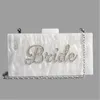 Sacs de soirée Perle Marbre Blanc Nom Lettres Mariée Mode Lady Voyage Fête De Mariage Acrylique Boîte Embrayage Épaule Main 230729