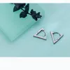 Hoop Earrings MloveAcc Solid 925 Sterling Silver Tiny Black For Women Men Fashion Geometry Triangle Jewelry